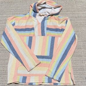 ROXY Girl Pullover Striped Poncho Terry Cloth Hoodie